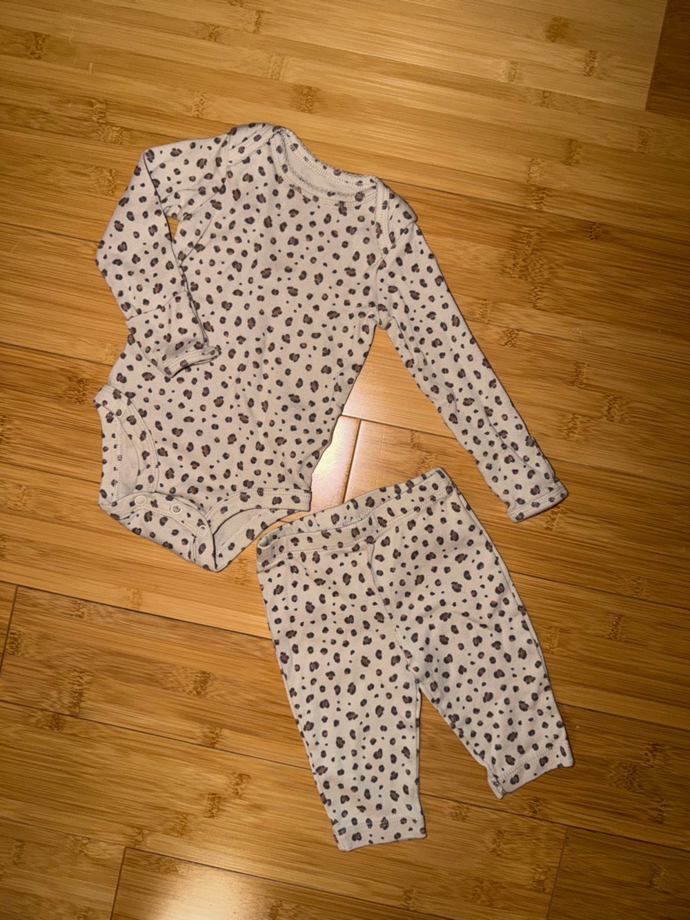Carter's White and Gray Leopard-Print Long-Sleeve Set